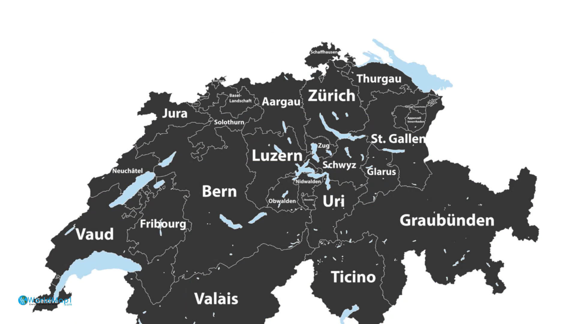 Switzerland Cantons Map
